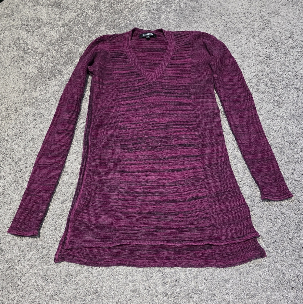 Ellen Tracy Burgundy and Black Striped Sweater